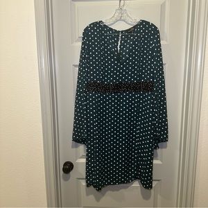 Suzanne Betro Teal/Black Polka Dot Long Sleeve Dress size 2X